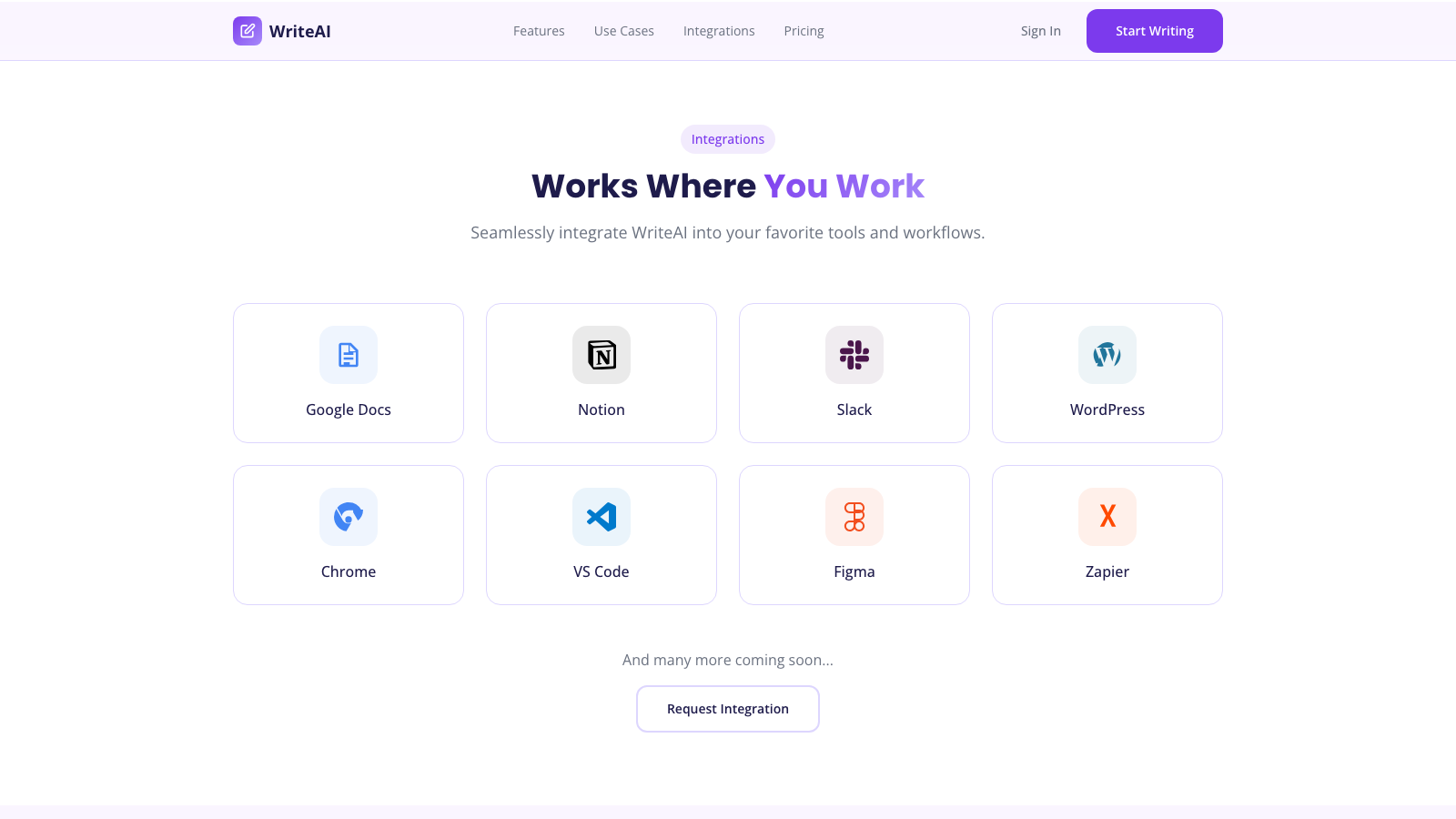 AI Writing Assistant 设计模板生成的网站深度内容截图