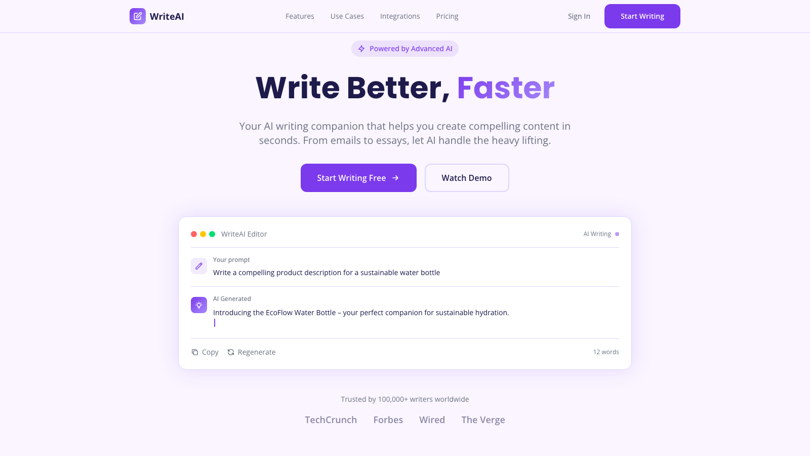 AI Writing Assistant 模板示例截图