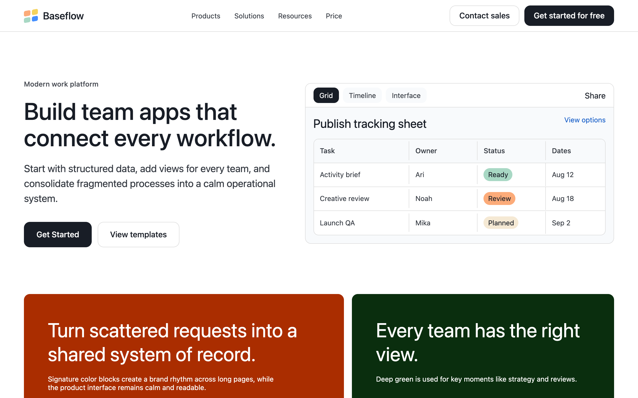 Airtable 模板示例截图
