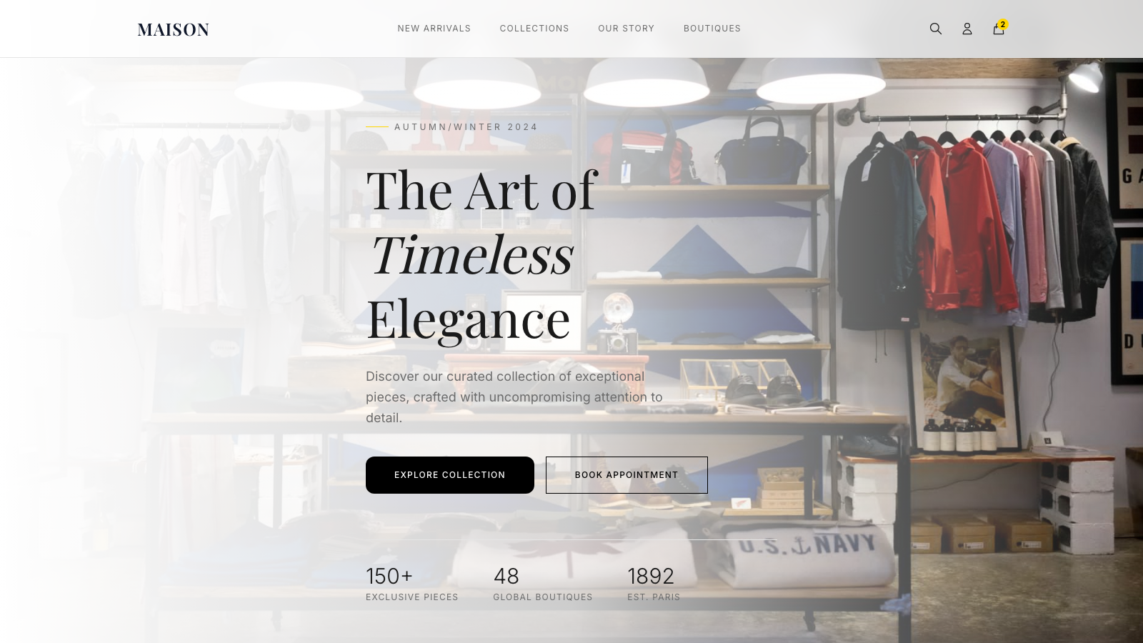 Luxury E Commerce 模板示例截图