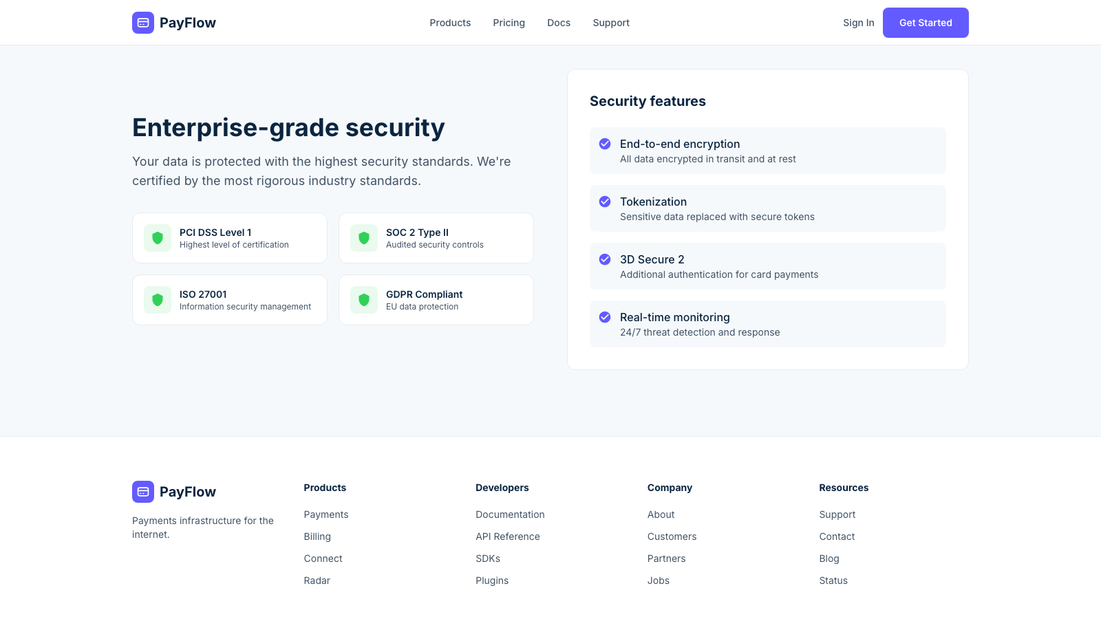 Payment Gateway 设计模板生成的网站深度内容截图