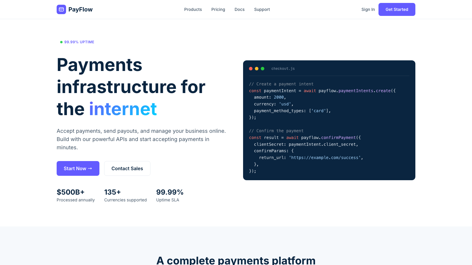 Payment Gateway 模板示例截图