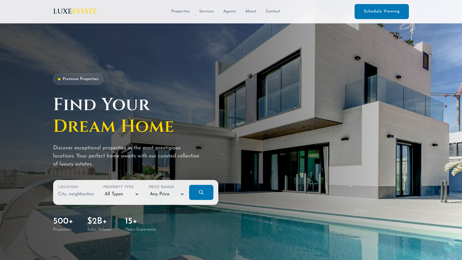 Real Estate Luxury 模板示例截图