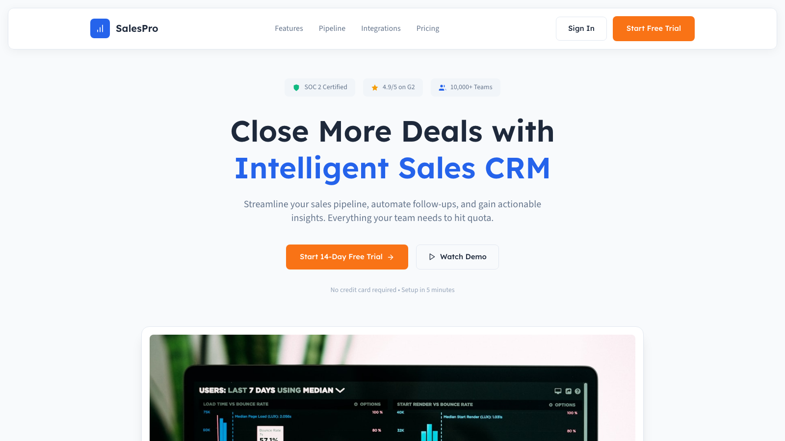 Sales CRM Platform 模板示例截图
