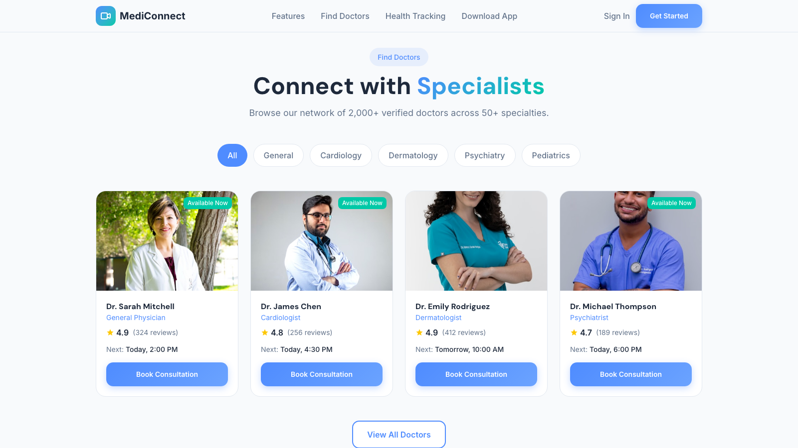 Telemedicine 设计模板生成的网站深度内容截图