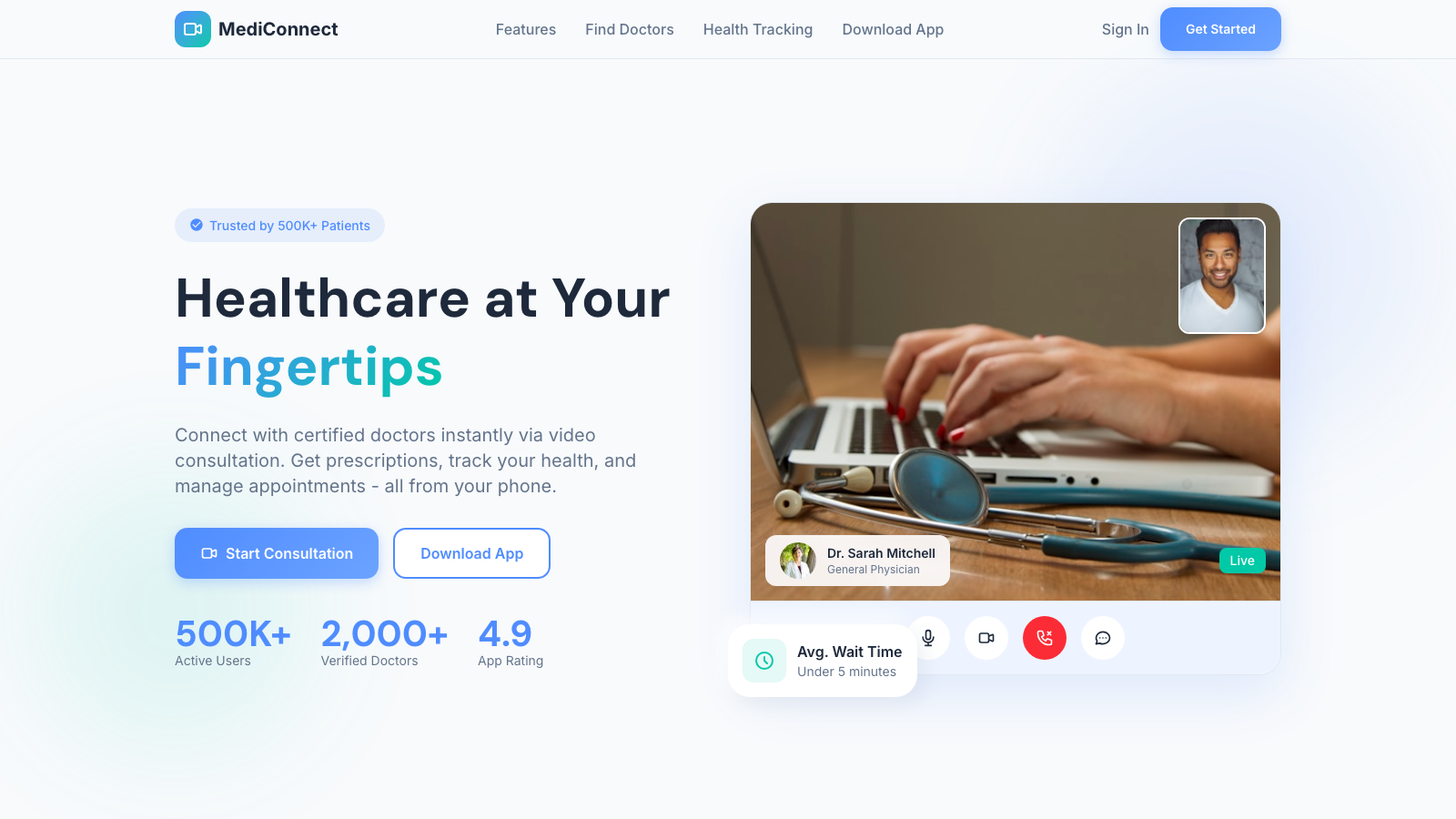 Telemedicine 模板示例截图