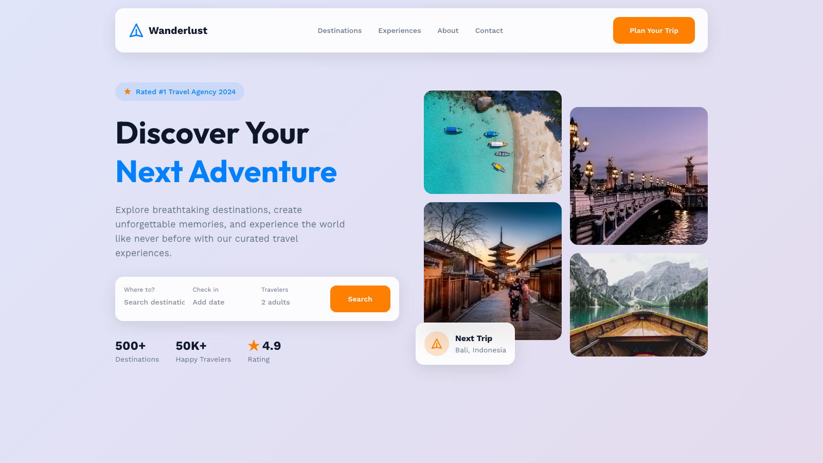 Travel & Tourism 模板示例截图